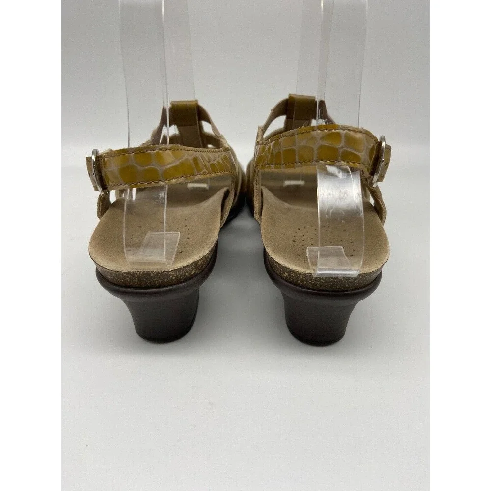 SAS Sandals Sz 8.5 Tripad Comfort Mustard Yellow Snake Skin Sling Back‎ Shoes